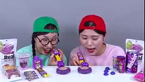 Purple Food Jelly Candy DONA Mukbang #challenge #foodchallenge #mukbang | DONA English