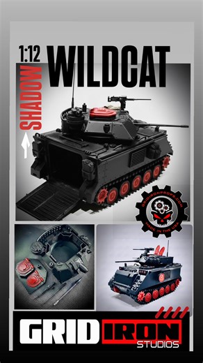 New Shadow WILDCAT! If you’re putting together a custom night force operation… This may be just the vehicle for the mission. Equipped with articulated turret w/ modular weapon systems and still pack in the squad with the APC cargo bay! Visit www.gridironprops.com | Gridiron Studios