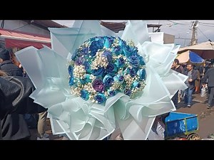 Blue Rose Bouquet Arrangement Tutorial | How to make a beautiful bouquet with blue roses