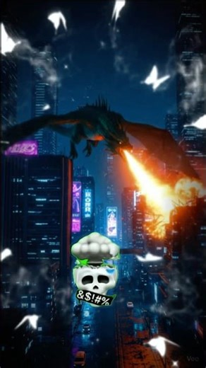 💀☠️The dragon destroyed the entire city.☠️💀cartoon ai