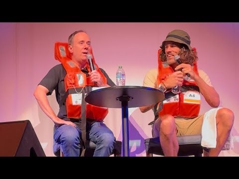 Comedians Brian Bates and Lachlan Patterson hosting cruise bingo!