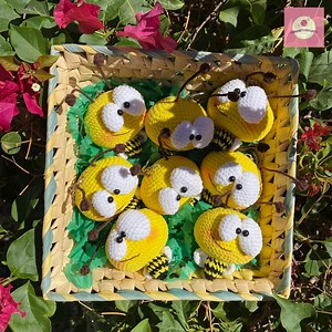 Crochet Bee Keychain: Handmade Crochet Amigurumi Bee Keychain - Cute Yarn Bumblebee Gift - Etsy
