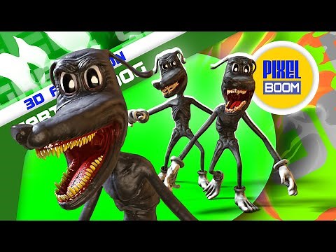 Cartoon Dog Jumpscare Green Screen 3D Animation PixelBoom