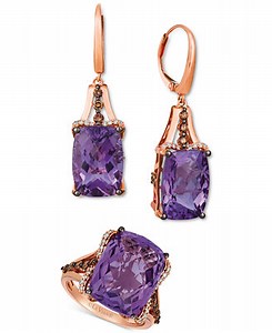 Le VianÂ® Grape Amethyst & Diamond Ring & Drop Earring Collection in 14k Rose Gold - Macy's