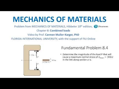Fundamental Problem 8.4 Determine the magnitude of the load P for maximum normal stress