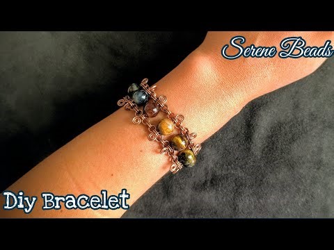 Link chain bracelet | Beaded wire bracelet tutorial | Copper wire Bracelet