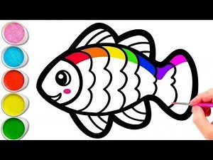 How to draw cute fish 🐟 for beginners steps by step draw painting and Coloring drawing for kids