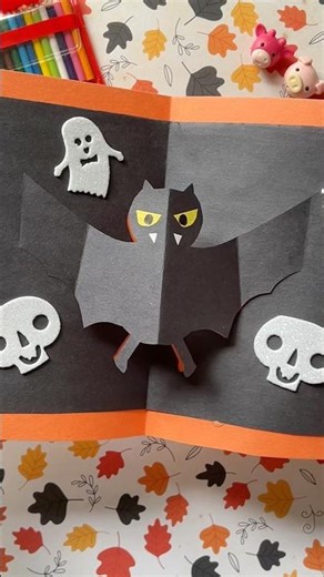 DIY Pop Out Bat Card for Halloween | Easy Handmade Halloween Card Idea | Spooky Bat Craft Tutorial