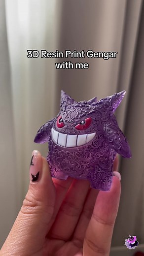Resin 3D Gengar with a really cool wash for the purple color 💜. This is my first print as a beginner in 3D resin printing. Using the Creality Halot Mage 8K printer, first impressions are positive. This machine particular machine is very different from the reviews I saw on the Halot Mage Pro (seems as tho the pro missed the mark on user experience, but the 8K is more than efficient). My review: it has all the components a novice needs. Such as the airfilter with extendable tube that attached to 
