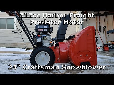 212cc Harbor Freight Predator Engine on a 24" Craftsman Snowblower (Cold Start)