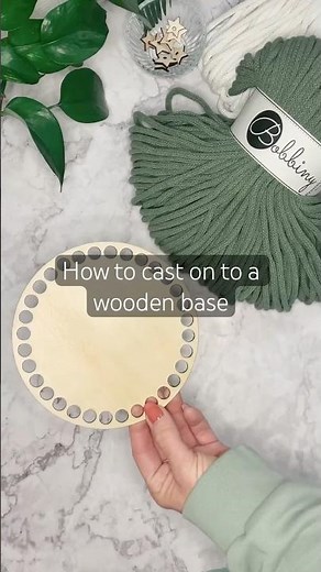 How to crochet a basket using a wooden base 🧶 #crochetbasket #basketmaking #beginnercrochet