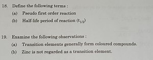 Define the following terms :(a) Pseudo first order reaction(b... | Filo