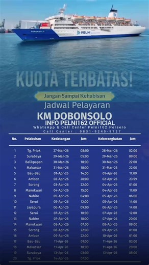 Jadwal Resmi KM Dobonsolo 2026 dan Fasilitas Kapal