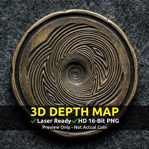 Coin Depth Map, Fiber Laser Engraving File, Lightburn, Grayscale Height Map, Embossing, CNC, PNG, Op Art Vortex Hypnotic Patterns - Etsy UK