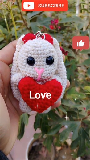 Cute Rabbit keychain❤️ 🐇Handmade crochet 🧶 #rabbit #crochet #diy #shorts #cute #trending #viral