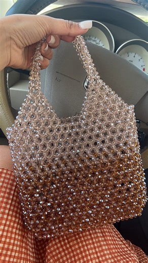 Crystal Glass Bags & Video Tutorials How to make Crystal Bag on Instagram: "Crystal Glass Bag ‘Brooklyn’ my signature bag Can create in any color combo of your choice Detailed tutorial for similar design is available - create this bead bag yourself Fits everything & even more ✨ Phone 📱 Wallet 💳 Etc Can be created in any other colours & size Worldwide delivery From Athens, Greece #crystalbag #trendybags #bolsadecuentas Stylish again trendyaccessory crystalbagscollection crystalbagstutorial latr