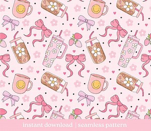 Pink Essentials Seamless Pattern, Soft Girl Pattern, Digital Download, Seamless Pattern, Girly Girl Pattern Design, Repeat Pattern - Etsy Australia