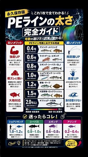【保存版】PEラインの太さ完全ガイド！0.4号〜2.0号の選び方を1枚で解説