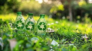 Recycle symbol made of leafy greenery. Conceptual recycling, environmental protection, pollution prevention, eco friendly development conservation, waste reduction, sustainable living. Earth Day