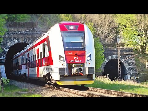 Trains in old rail tunnels in Slovakia