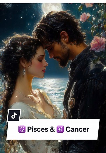 Female cancer and male Pisces are a perfect match These water signs create a deeply emotional and nurturing relationship. Their natural empathy and intuition allow for an almost telepathic understanding of each other. Cancer's protective nature complements Pisces' dreamy qualities, while their shared creativity and emotional depth creates a magical and lasting bond. #couple #zodiac #pisces♓️ #cancer♋️