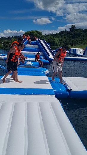 Lake Taupo Aqua Park Open 11am to 6pm_7days #legends #classof23 #summervibes #fyp #waterpark #nz #newzealandtiktok #highschool #mustdo #wateractivity #lovetauponz