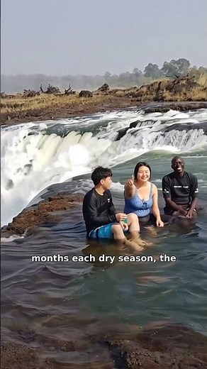 People Actually Swim on the Edge of This 100m Waterfall