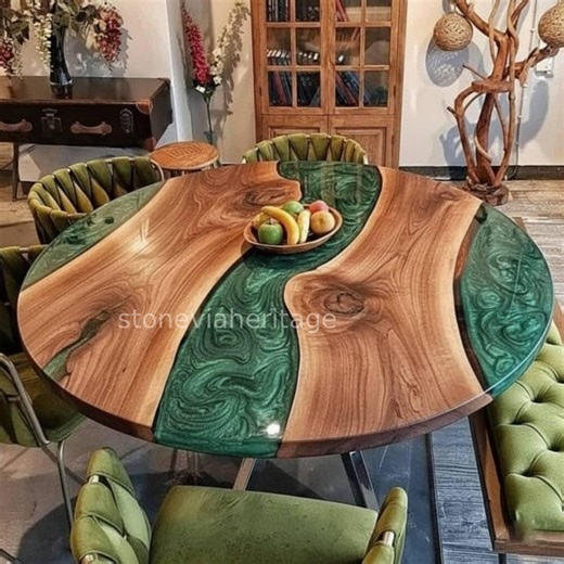 Handmade Green Epoxy Table , Round Coffee & End Tables, Custom to Order, Luxury Home Furniture - Etsy
