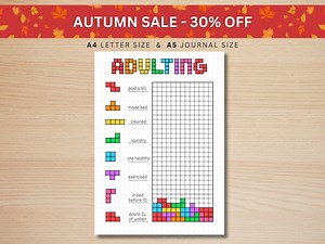 Adulting Tracker - PRINTABLE Journal Page - Monthly Tracker - Fun Habit Tracker - Adult Task Tracker - Printable Planner Page - Task Tracker - Etsy