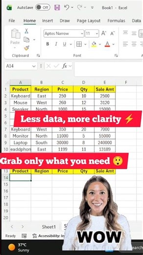 Take only the data you actually need ⚡#ExcelTips #DataSkills