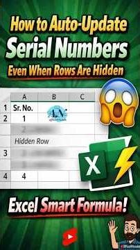 How to Auto-Update Serial Numbers Even When Rows Are Hidden 😱 | Excel Smart Formula #OfficeANcode