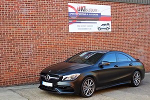 Just in Stunning Individual | 2017 Face Lift Mercedes-Benz AMG CLA45 professionally wrapped in satin Black, Great specification including Navigation, Panoramic Roof, AMG performance upgrades including Alcantara AMG Steering Wheel, just 7,500 Miles with full Mercedes-Bends Manufacturers warranty to 2020, £39,970.00 Full Finance & Part Exchange available full details to follow. #Mercedes #CLA45 #Mercedes-Benz #A45 | UKI Sudbury Limited