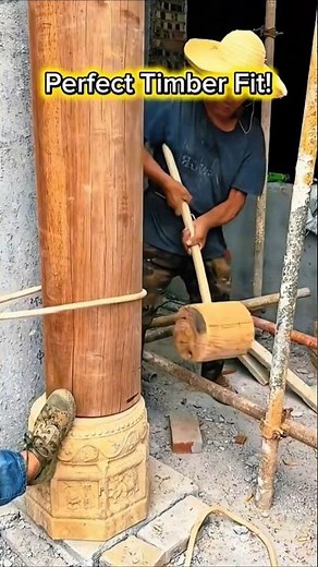 Traditional Timber Frame Column Installation.