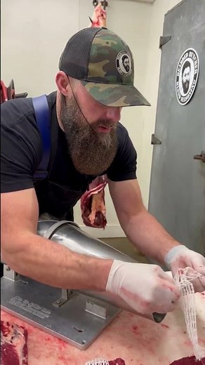 Netting Bison chuck roasts. 🔪🥩🦬 #shorts #bison #chuckroasts #youtube #butcher #thebeardedbutchers