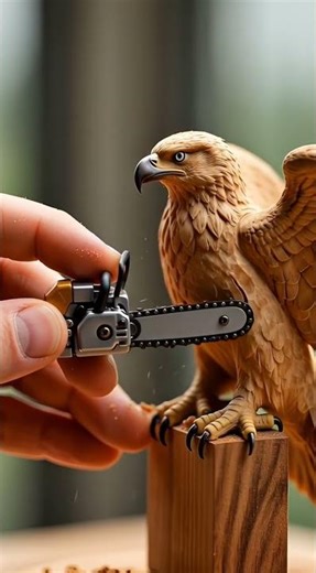 World’s Smallest Chainsaw Real Wooden Eagle Carving Ultra Macro