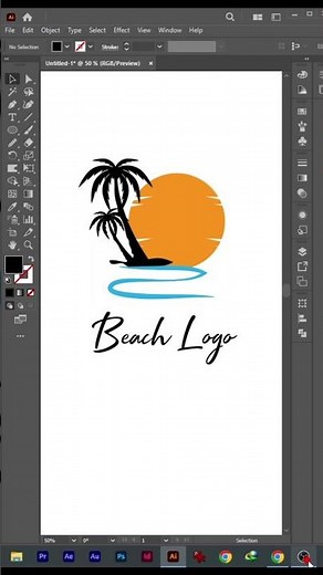 🏖️ Create a Stunning Beach Logo in Illustrator | Easy Logo Design Tutorial 🌊✨#logo #shortvideo