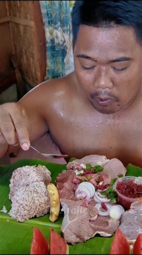 Sweating profusely because of the spiciness