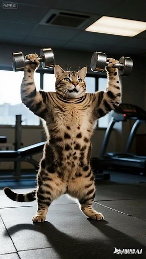 Epic Cat Gym Workout! 💪 Meet the Feline Bodybuilder! 超狂貓咪健身房大公開！ねこトレーナー登場！고양이 헬스 트레이닝! #tabbycat