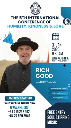 Humility, Kindness and Love - HKL on Instagram: "FREE ENTRY - FREE CONCERT. 🙌 Sydney, don’t miss this! 🇦🇺 The 5th International Conference of Humility, Kindness & Love (HKL) 🗓 31 Jan 2026 | 9:30 AM 📍 Coliseum Theatre, Rooty Hill, Sydney A global movement touching hearts in 67+ countries 🌍 Music • Meditation • Inner Peace • Transformation Absolutely FREE to attend 🤍 Come home to yourself. 🔗 Register now | www.hkl.org"