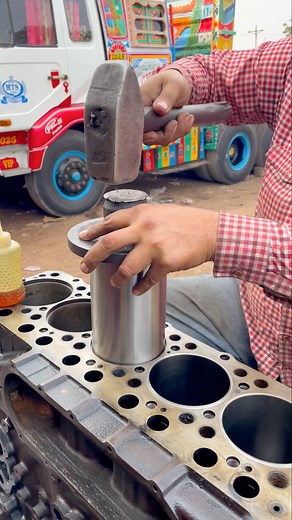 Cylinder Sleeve installation | hammer | #shortsfeed #viralshort #dry #liner #fitting #cylinder