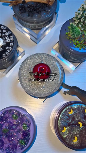 Twilight slimes are back along with our new Cozy Cafe collection 🖤 Head over to pilotslime.com before they’re gone! 🍎
