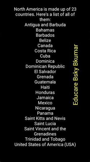 List of all 23 Countries of North America // United States of America (USA)#educarebskybkumar