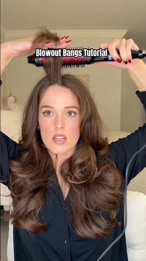 How I curl my bangs #hairhack #hairtutorial #blowouthair #thermalbrush #bangs