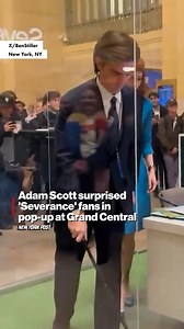 The stars of “Severance" shocked Grand Central Station riders when they were put on display inside a glass cube with workstations for a clever pop-up ahead of the show's highly-anticipated Season 2 premiere. | New York Post Lifestyle