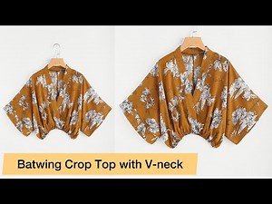 How to cut and sew a BATWING CROP TOP with V-neck