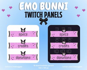 Kawaii Pixel Art Emo Bunni Twitch Discord and Stream Panels - Etsy