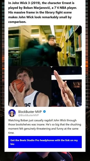 In John Wick 3 2019 the character Ernest is played by Boban Marjanovi a 74 NBA player His massive fr