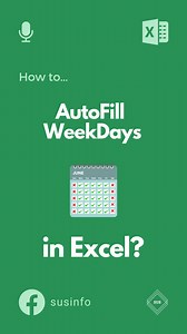 180K views · 1.3K reactions | Excel tricks To Fill Weekdays Date in Seconds! #excel #exceltips #excelshortcuts #productivity #worksmarter | SUS INFO | Facebook