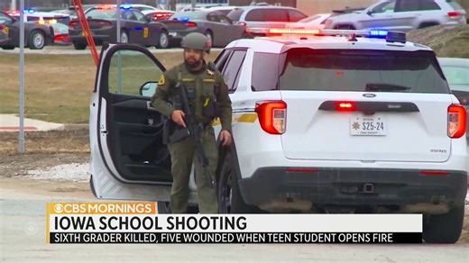 10K views · 57 reactions | A sixth grader was killed and five other people injured on Thursday, when a teenage gunman opened fire at a high school in Perry, Iowa. It is the second school shooting of 2024. https://cbsn.ws/48osuKK | CBS Mornings | Facebook