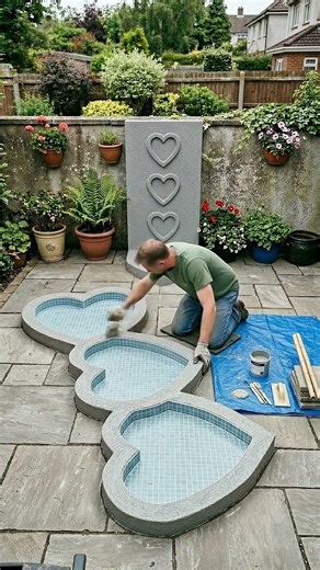 DIY Heart-Shaped Garden Fountain: A Step-by-Step Backyard Transformation! ❤️⛲